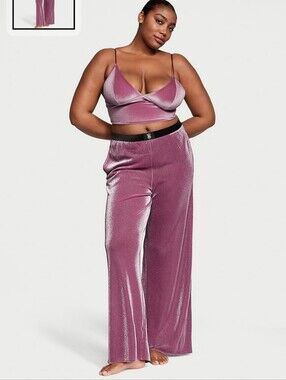 NWT VICTORIA'S SECRET Velvet Cami & Shimmer Knit Pants Pajama Set, Sz Small Long